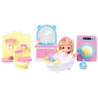 Living room sleeping room garden playroom kitchen bathroom six different theme mini doll sets with accessories