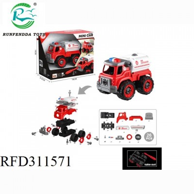 Manual DIY car toys mini tank truck for kids