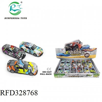 New design kids graffiti 1:36 pull back die cast car model